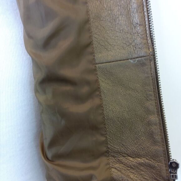 Nygard brown leather and fabric zippered front long sleeve jacket - Picture 10 of 16